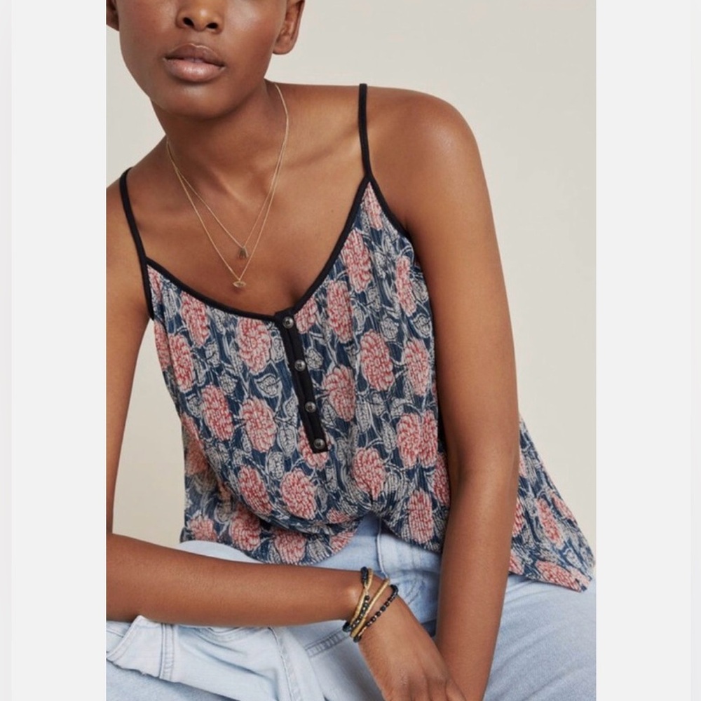 Maeve Floral Camisole - Navy and Coral